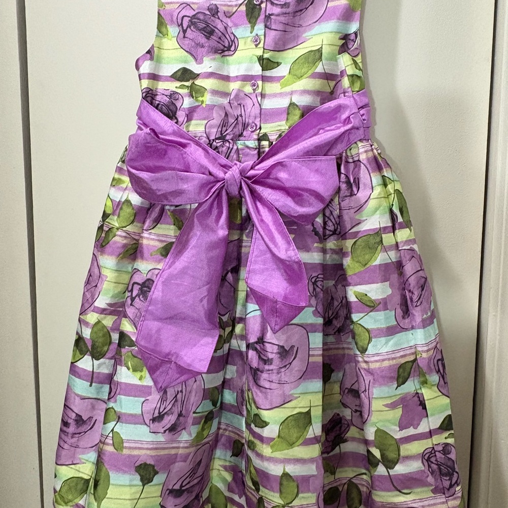 Floral Striped Dress with Purple Accents - Picture 4 of 10